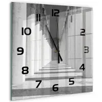 Tulup Wandklok - Hal Gekleurde Glazen Klok - 60x60 cm - Grijs Glazen Klok Met Print - Zwarte handen - Vierkante Klok - Moderne Wandklok Glas - Wandklok Glas Decoratie