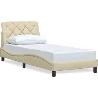 vidaXL Bedframe zonder matras 90x190 cm stof crèmekleurig