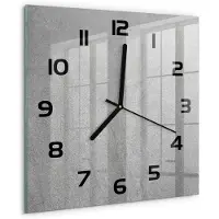 Tulup Wandklok - Grijze muur Moderne Wandklok Glas - 30x30 cm - Grijs Wandklok Glas Decoratie - Zwarte handen - Vierkante Klok - Glazen Wandklok Design - Klok Glas Met Opdruk