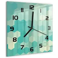 Tulup Wandklok - Geometrische achtergrond Wandklok Glas Decoratie - 30x30 cm - Groente Gekleurde Glazen Klok - Zwarte handen - Vierkante Klok - Klok Glas Met Opdruk - Moderne Wandklok Glas