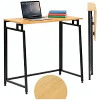 Springos Bureau – Werkbureau – Computer Bureau – Bureautafel – Opklapbaar – 80 X 75 X 40 CM – 30 Kg - industriële - Zwart/Bruin