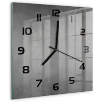 Tulup Wandklok - Specifieke achtergrond Moderne Wandklok Glas - 30x30 cm - Grijs Wandklok Glas Decoratie - Zwarte handen - Vierkante Klok - Glazen Wandklok Design - Klok Glas Met Opdruk