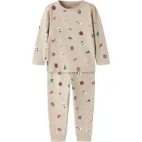 Name it Nachtkledij 'NMNVISMAS' beige / spar / donkerrood / wit