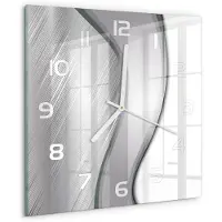Tulup Wandklok - Metaalabstractie Gekleurde Glazen Klok - 30x30 cm - Zilver Glazen Klok Met Print - Witte handen - Vierkante Klok - Moderne Wandklok Glas - Wandklok Glas Decoratie