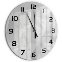 Tulup Wandklok - Driehoeken van abstractie Moderne Wandklok Glas - fi60 cm - Wit Wandklok Glas Decoratie - Zwarte handen - Ronde Klok - Glazen Wandklok Design - Klok Glas Met Opdruk