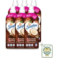 Soupline 6 x – Wasverzachter – Verwarmende Kokosnoot & Witte Bloemen – 950 ml - Wasstrips - Wasverzachter - Kokosnoot - Witte Bloemen - Warme Geur - Wasgoed