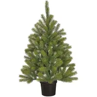 Black Box Trees Nagoya Kunstkerstboom H90 x D42 cm - Kunstboom in Kunststof Pot - Kerstdecoratie voor Binnen - met Batterij en Timer - 175 Tips - Groen