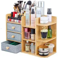 Merkloos Solidchoice - Bamboe Bureau-organizer met Verstelbare Planken - Multifunctioneel