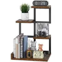 Merkloos Solidchoice - 4-Lagen Houten Bureauplank met Metaalframe