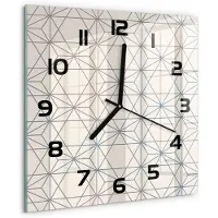 Tulup Wandklok - Geometrische achtergrond Wandklok Glas Met Motief - 30x30 cm - Beige Decoratieve Glazen Klok - Zwarte handen - Vierkante Klok - Gekleurde Glazen Klok - Glazen Klok Met Print