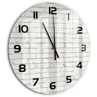 Tulup Wandklok - Bakstenen muur Wandklok Glas Met Motief - fi60 cm - Wit Decoratieve Glazen Klok - Zwarte handen - Ronde Klok - Gekleurde Glazen Klok - Glazen Klok Met Print