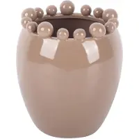 Present Time Vaas Cadiz Dotty Medium - Mokkabruin - 16x16x21cm - Keramiek - Scandinavisch - Bloemenvaas - Woondecoratie - Decoratieve vaas voor woonkamer of slaapkamer