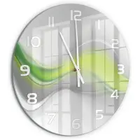 Tulup Wandklok - Golfabstractie Glazen Klok Met Print - fi60 cm - Groente Wandklok Glas Met Motief - Witte handen - Ronde Klok - Wandklok Glas Decoratie - Gekleurde Glazen Klok