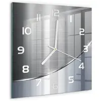 Tulup Wandklok - Metaalabstractie Wandklok Glas Decoratie - 30x30 cm - Zilver Gekleurde Glazen Klok - Witte handen - Vierkante Klok - Klok Glas Met Opdruk - Moderne Wandklok Glas