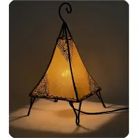 SIMANDRA Oosterse lamp, hennep lamp, Marokkaanse lederen lamp, tafellamp, vloerlamp, piramide, Oriënt, 35-38 cm, geel
