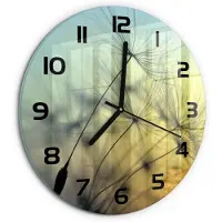Tulup Wandklok - Paardenbloemzaden Glazen Klok Met Print - fi30 cm - Blauw Wandklok Glas Met Motief - Zwarte handen - Ronde Klok - Wandklok Glas Decoratie - Gekleurde Glazen Klok