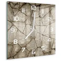 Tulup Wandklok - Stenen muur Decoratieve Glazen Klok - 30x30 cm - Beige Glazen Wandklok Design - Witte handen - Vierkante Klok - Glazen Klok Met Print - Wandklok Glas Met Motief