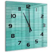 Tulup Wandklok - Groene borden Klok Glas Met Opdruk - 60x60 cm - Groente Moderne Wandklok Glas - Zwarte handen - Vierkante Klok - Decoratieve Glazen Klok - Glazen Wandklok Design