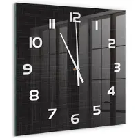 Tulup Wandklok - Linnentextuur Wandklok Glas Met Motief - 60x60 cm - Zwart Decoratieve Glazen Klok - Witte handen - Vierkante Klok - Gekleurde Glazen Klok - Glazen Klok Met Print