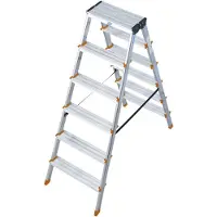 Krause dubbele trap met dubbele leuning, zilverkleurig