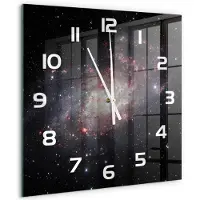 Tulup Wandklok - Mist Gekleurde Glazen Klok - 60x60 cm - Zwart Glazen Klok Met Print - Witte handen - Vierkante Klok - Moderne Wandklok Glas - Wandklok Glas Decoratie