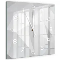 Tulup Wandklok - Abstracte achtergrond Glazen Wandklok Design - 60x60 cm - Wit Klok Glas Met Opdruk - Witte handen - Vierkante Klok - Wandklok Glas Met Motief - Decoratieve Glazen Klok
