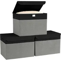 Merkloos Set van 3 opvouwbare opbergboxen met deksel