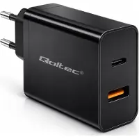 Qoltec 52381 Super Quick PD charger | 1xUSB-C | 1xUSB| 90W | 5-20V | 2.4-4.35A | Black