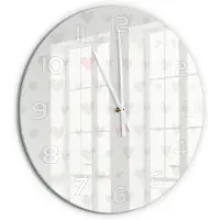 Tulup Wandklok - Hartachtergrond Moderne Wandklok Glas - fi60 cm - Grijs Wandklok Glas Decoratie - Witte handen - Ronde Klok - Glazen Wandklok Design - Klok Glas Met Opdruk