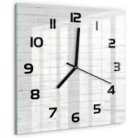 Tulup Wandklok - Bakstenen muur Moderne Wandklok Glas - 30x30 cm - Wit Wandklok Glas Decoratie - Zwarte handen - Vierkante Klok - Glazen Wandklok Design - Klok Glas Met Opdruk