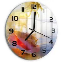 Tulup Wandklok - Een schelp op het strand Gekleurde Glazen Klok - fi30 cm - Veelkleurig Glazen Klok Met Print - Zwarte handen - Ronde Klok - Moderne Wandklok Glas - Wandklok Glas Decoratie