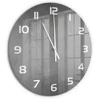 Tulup Wandklok - Specifieke achtergrond Klok Glas Met Opdruk - fi60 cm - Grijs Moderne Wandklok Glas - Witte handen - Ronde Klok - Decoratieve Glazen Klok - Glazen Wandklok Design