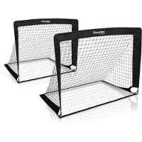Merkloos Voetbaldoelen set 2 stuks, fiberglass stokken, met transporttas, voor tuin