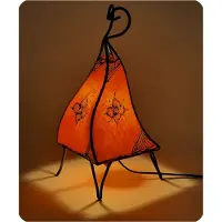 SIMANDRA Oosterse lamp, hennep lamp, Marokkaanse lederen lamp, tafellamp, vloerlamp, Mellah, Oriënt, 35-38 cm, oranje