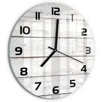 Tulup Wandklok - Houten muur Gekleurde Glazen Klok - fi30 cm - Beige Glazen Klok Met Print - Zwarte handen - Ronde Klok - Moderne Wandklok Glas - Wandklok Glas Decoratie