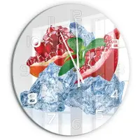 Tulup Wandklok - IJsgranaat Glazen Klok Met Print - fi60 cm - Rood Wandklok Glas Met Motief - Witte handen - Ronde Klok - Wandklok Glas Decoratie - Gekleurde Glazen Klok