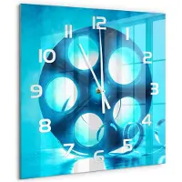 Tulup Wandklok - Filmrol Gekleurde Glazen Klok - 60x60 cm - Blauw Glazen Klok Met Print - Witte handen - Vierkante Klok - Moderne Wandklok Glas - Wandklok Glas Decoratie
