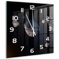 Tulup Wandklok - Meteoren Moderne Wandklok Glas - 60x60 cm - Zwart Wandklok Glas Decoratie - Witte handen - Vierkante Klok - Glazen Wandklok Design - Klok Glas Met Opdruk