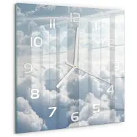 Drukarnia Piga Wandklok - Wolken gezien vanuit vogelperspectief Wandklok Glas Decoratie - 30x30 cm - Wit Gekleurde Glazen Klok - Witte handen - Vierkante Klok - Klok Glas Met Opdruk - Moderne Wandklok Glas