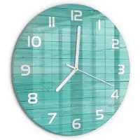 Tulup Wandklok - Groene borden Gekleurde Glazen Klok - fi30 cm - Groente Glazen Klok Met Print - Witte handen - Ronde Klok - Moderne Wandklok Glas - Wandklok Glas Decoratie