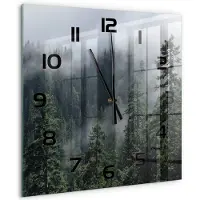 Tulup Wandklok - Bosmist Glazen Wandklok Design - 60x60 cm - Groente Klok Glas Met Opdruk - Zwarte handen - Vierkante Klok - Wandklok Glas Met Motief - Decoratieve Glazen Klok