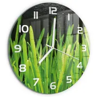 Tulup Wandklok - Gras Moderne Wandklok Glas - fi30 cm - Groente Wandklok Glas Decoratie - Witte handen - Ronde Klok - Glazen Wandklok Design - Klok Glas Met Opdruk