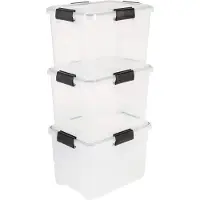 Iris Airtight Opbergbox - 20L - Kunststof - Transparant/Zwart - Set van 3