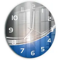 Tulup Wandklok - Metaalabstractie Moderne Wandklok Glas - fi30 cm - Blauw Wandklok Glas Decoratie - Witte handen - Ronde Klok - Glazen Wandklok Design - Klok Glas Met Opdruk