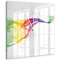 Tulup Wandklok - Kleurrijke abstractie Gekleurde Glazen Klok - 60x60 cm - Veelkleurig Glazen Klok Met Print - Witte handen - Vierkante Klok - Moderne Wandklok Glas - Wandklok Glas Decoratie