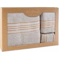 Darymex Premium - Handdoekenset - 3-delig (30x50, 50x90 & 70x140) - 100% Katoen - Kleur Asgrijs in Luxe Cadeaudoos