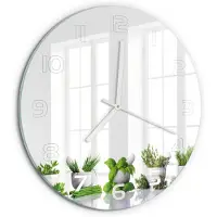 Tulup Wandklok - Kruiden Wandklok Glas Met Motief - fi30 cm - Groente Decoratieve Glazen Klok - Witte handen - Ronde Klok - Gekleurde Glazen Klok - Glazen Klok Met Print