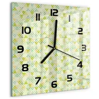 Tulup Wandklok - Geometrische achtergrond Wandklok Glas Met Motief - 30x30 cm - Groente Decoratieve Glazen Klok - Zwarte handen - Vierkante Klok - Gekleurde Glazen Klok - Glazen Klok Met Print
