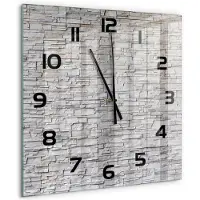 Tulup Wandklok - Stenen muur Moderne Wandklok Glas - 60x60 cm - Beige Wandklok Glas Decoratie - Zwarte handen - Vierkante Klok - Glazen Wandklok Design - Klok Glas Met Opdruk