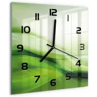 Tulup Wandklok - Groene golven achtergrond Klok Glas Met Opdruk - 30x30 cm - Groente Moderne Wandklok Glas - Zwarte handen - Vierkante Klok - Decoratieve Glazen Klok - Glazen Wandklok Design